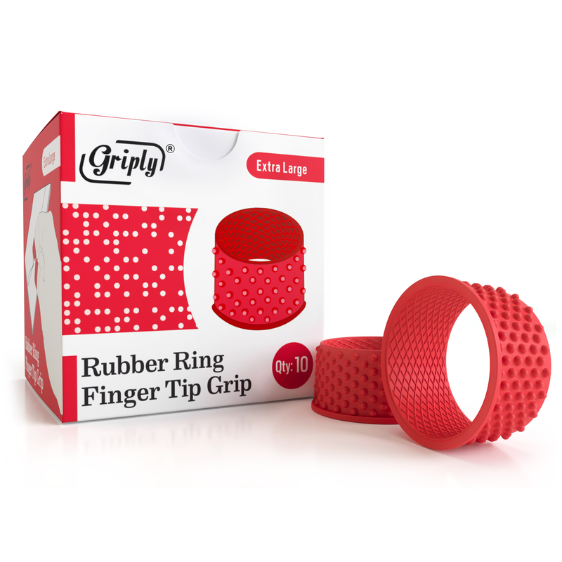 Griply Rubber Fingers Tips Rings - Extra Large (10 Pieces) - Griply Products