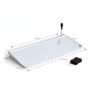 Desktop Glass Whiteboard Storage | Dry Erase Computer Pad | White Board Keyboard Drawer Platform